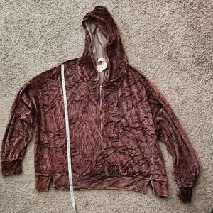 PEACH LOVE California Boutique Crushed Velvet Brown Oversized Hoodie Small